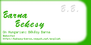 barna bekesy business card
